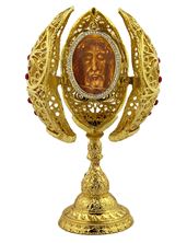 FILIGREE EGG ICON DISPLAY - SHROUD OF TURIN HOLY FACE